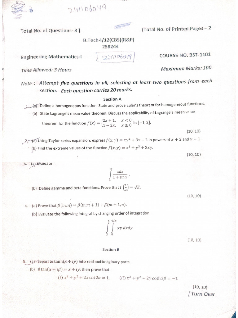 Maths Paper 2024 | PDF