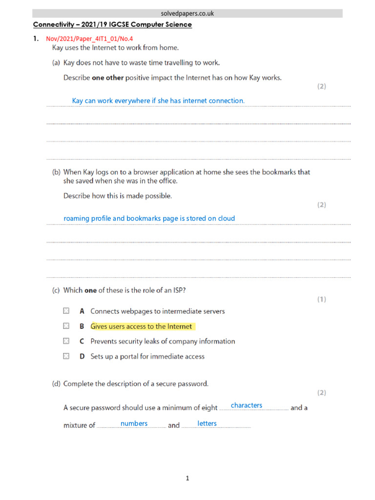 IGCSE Computer Science Connectivity Guide | PDF | Internet Access ...