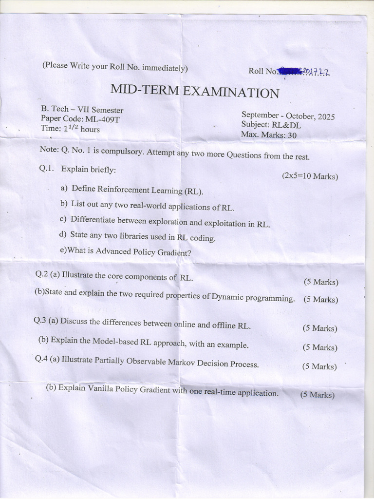 RLDL Midsem 2025 | PDF