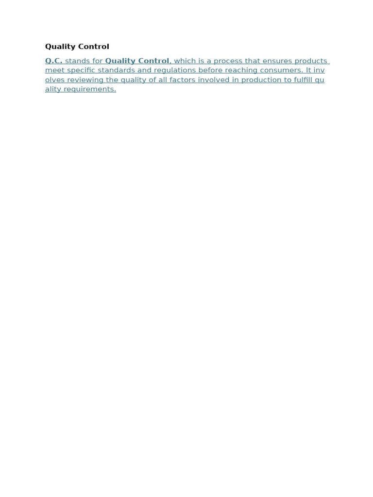 Understanding Quality Control Process | PDF
