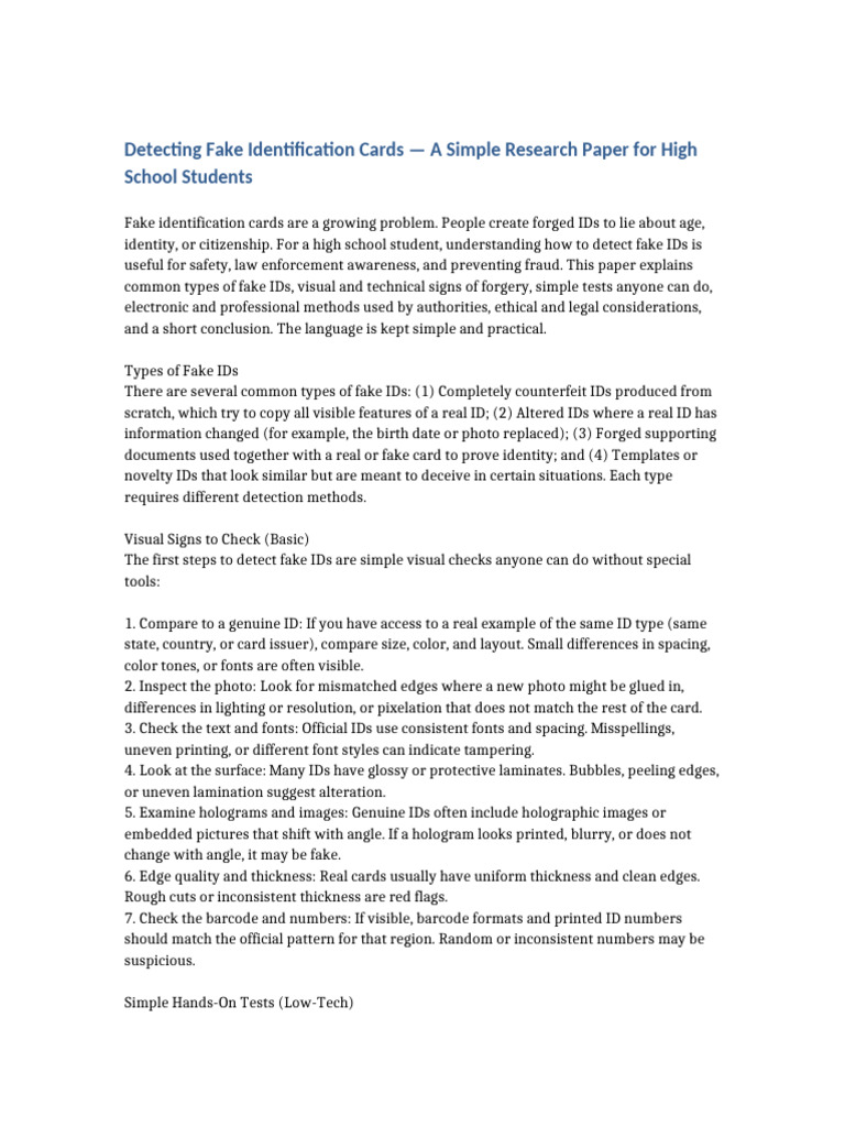 Detecting Fake IDs Research | PDF | Identity Document