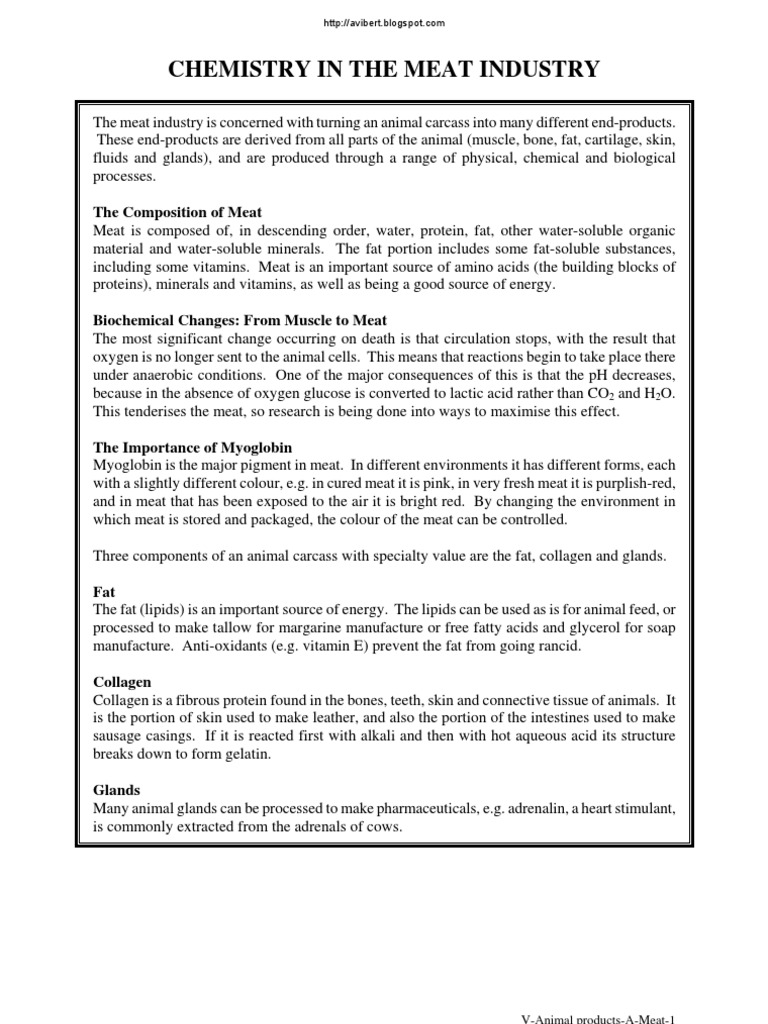 Chemistry in The Meat Industry (Sencillo) PDF Fat Meat