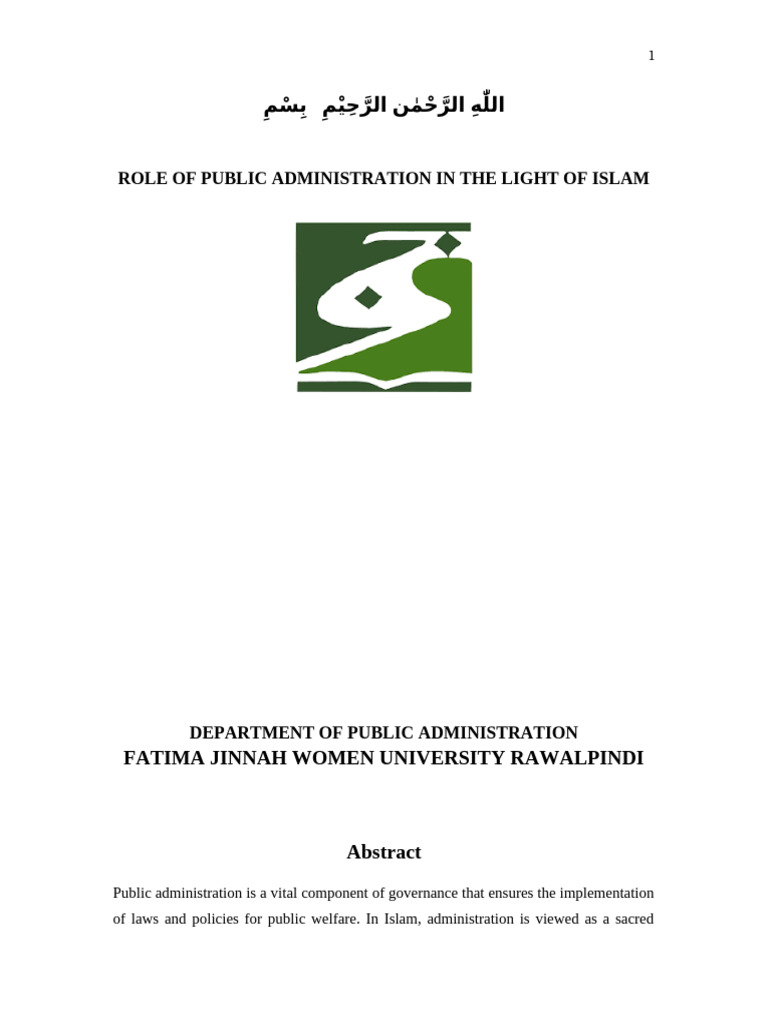 Islamic Principles of Public Administration | PDF | Justice | Crime ...