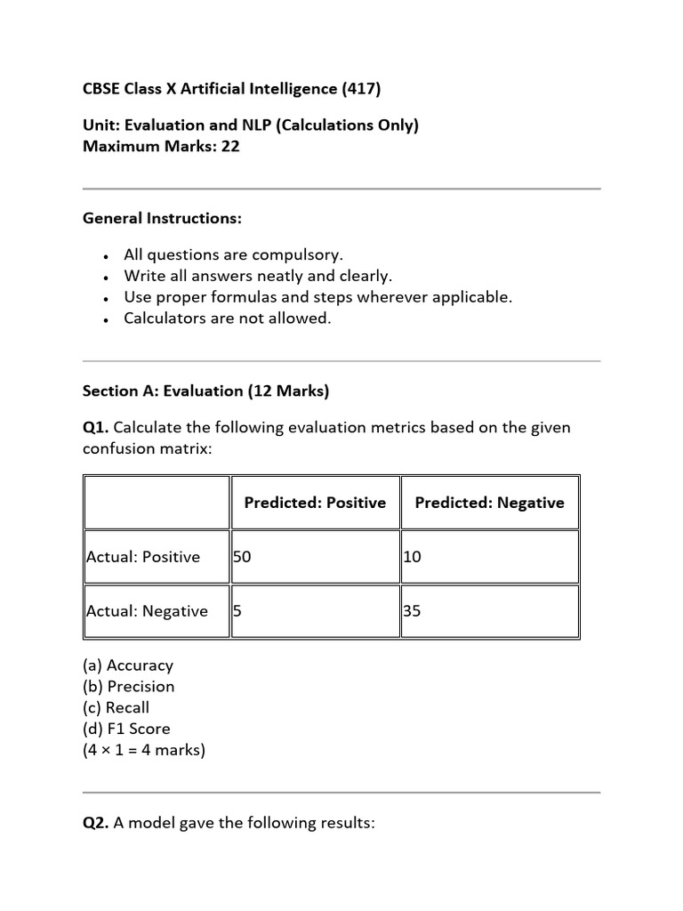 CBSE Class X AI Evaluation & NLP Guide | PDF