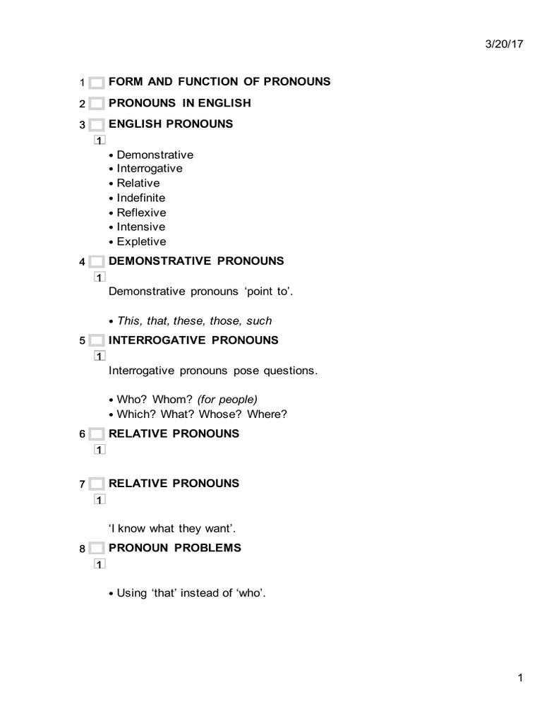 Understanding English Pronouns Types | PDF