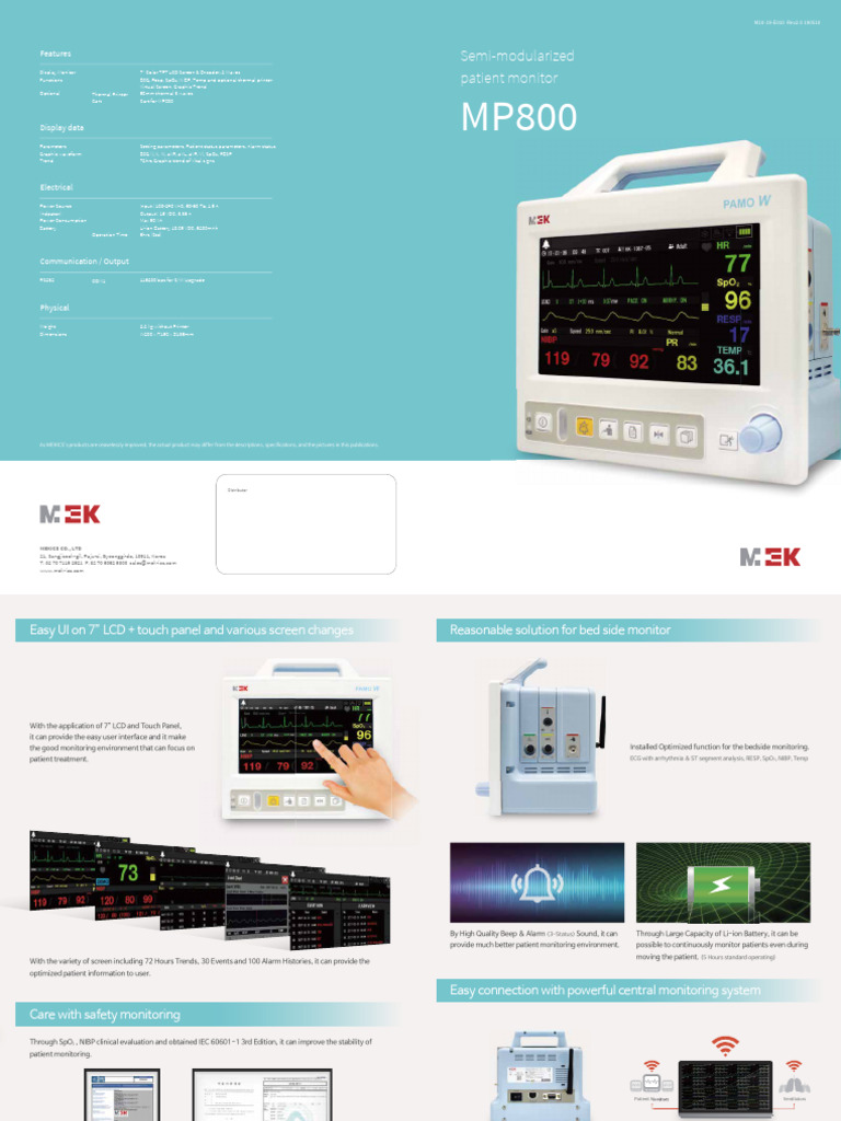 MP800 Patient Monitoring System Specs | PDF | Computer Monitor ...