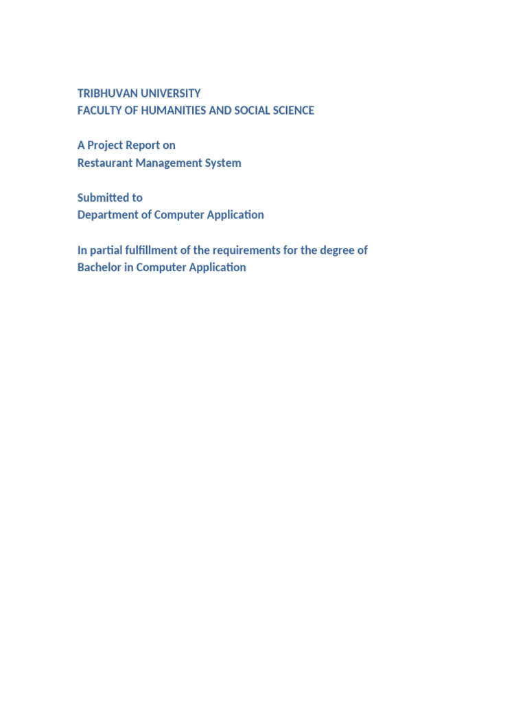 Restaurant Management System Project Report | PDF | Usability | Menu