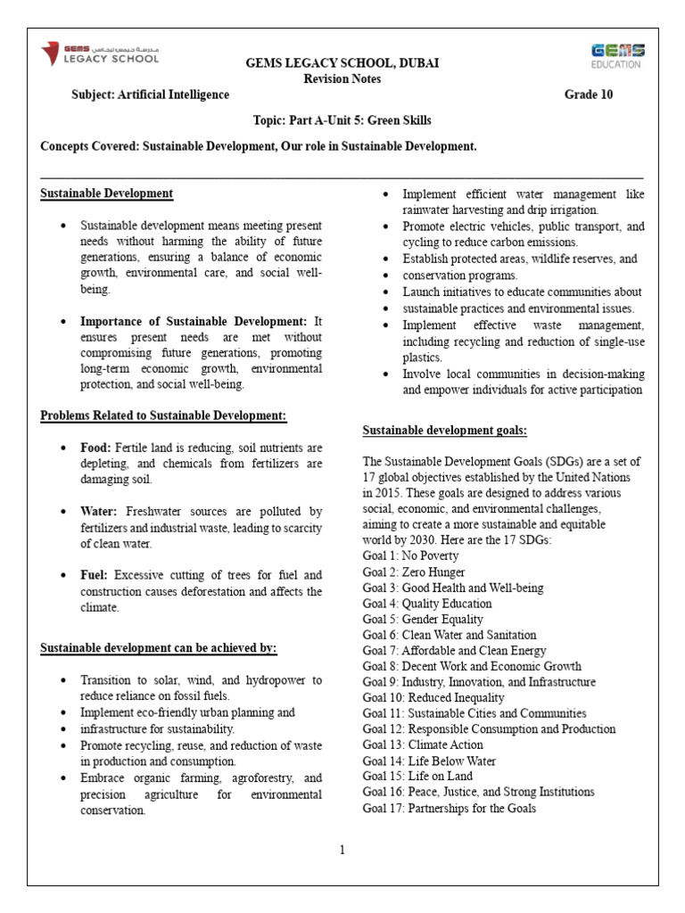 Green Skills for Sustainable Development | PDF | Sustainability ...