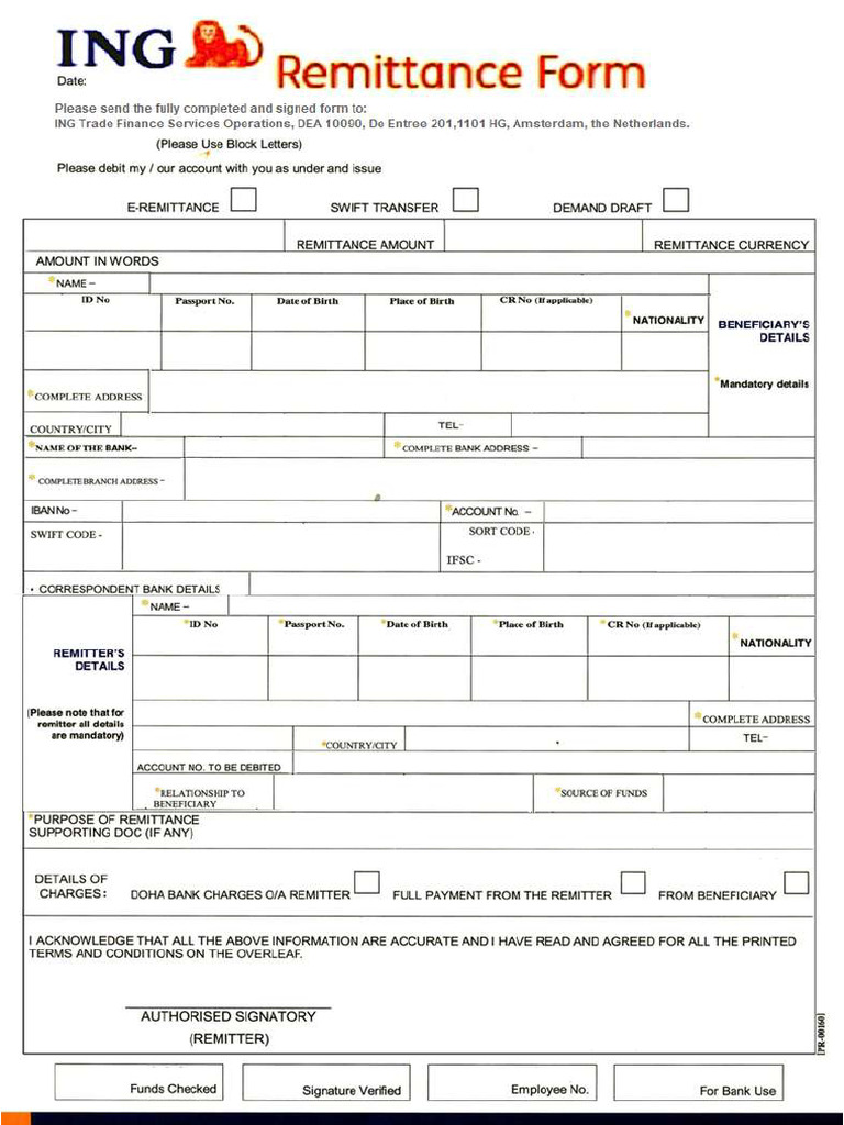 Ing Remittance Form | PDF