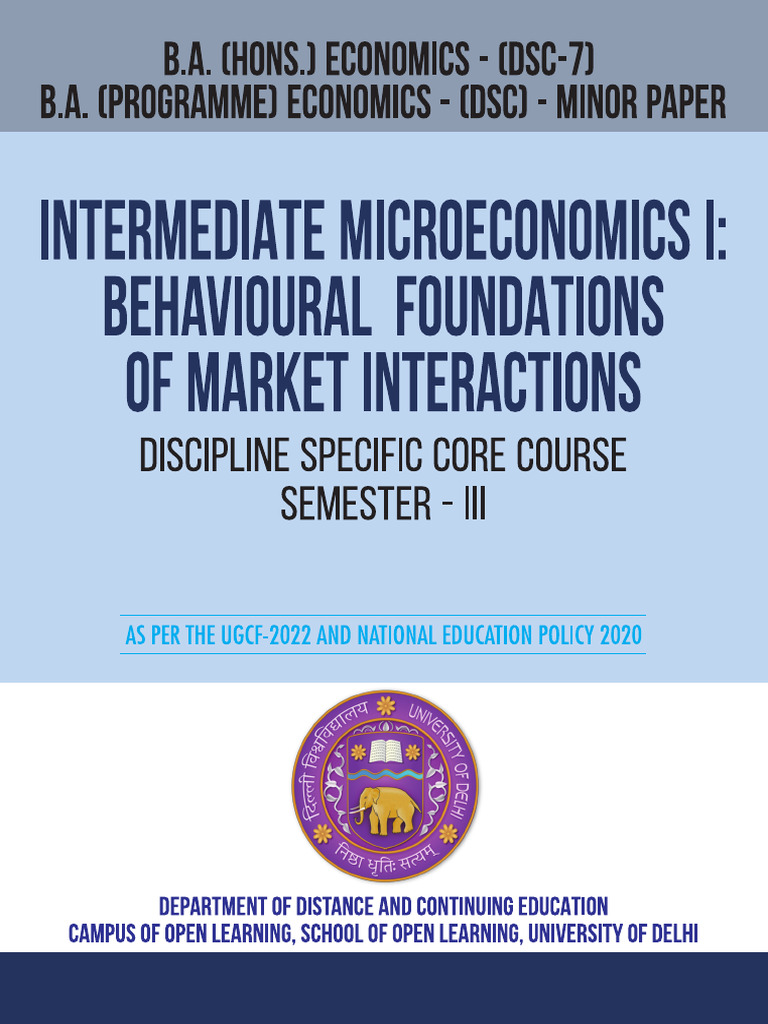 Intermediate Microeconomics Syllabus | PDF | Utility | Microeconomics