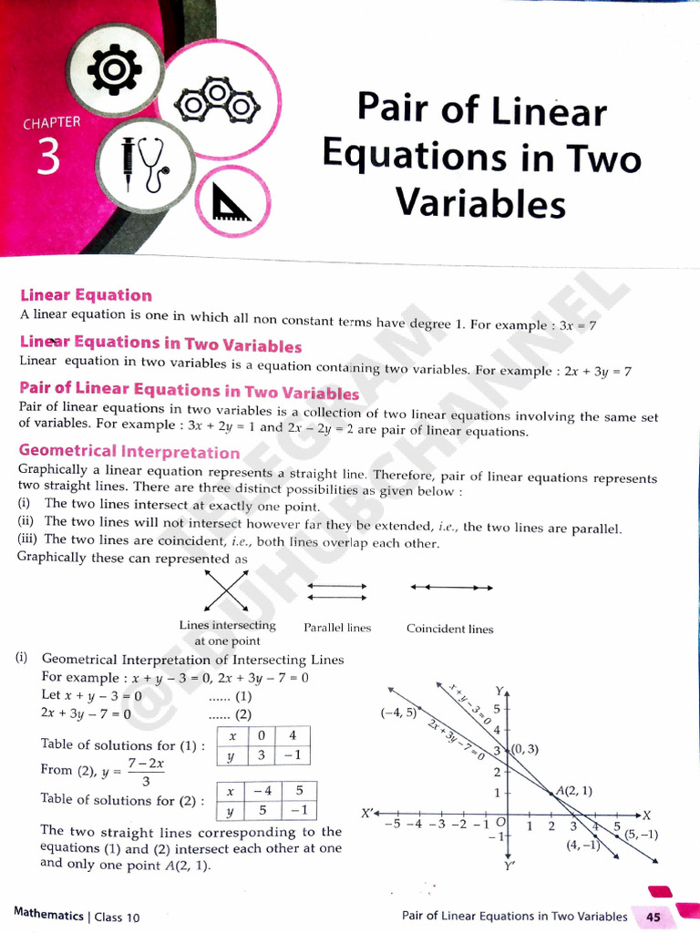 Pair of Linear Equations in Two Variables | PDF