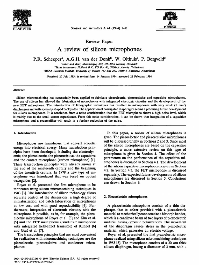Review of Silicon Microphones Technology | PDF | Microphone | Capacitor