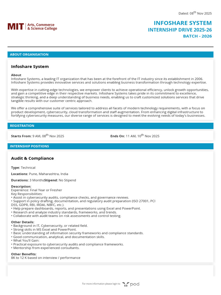 Infoshare System Internship 2026 | PDF | Security | Computer Security