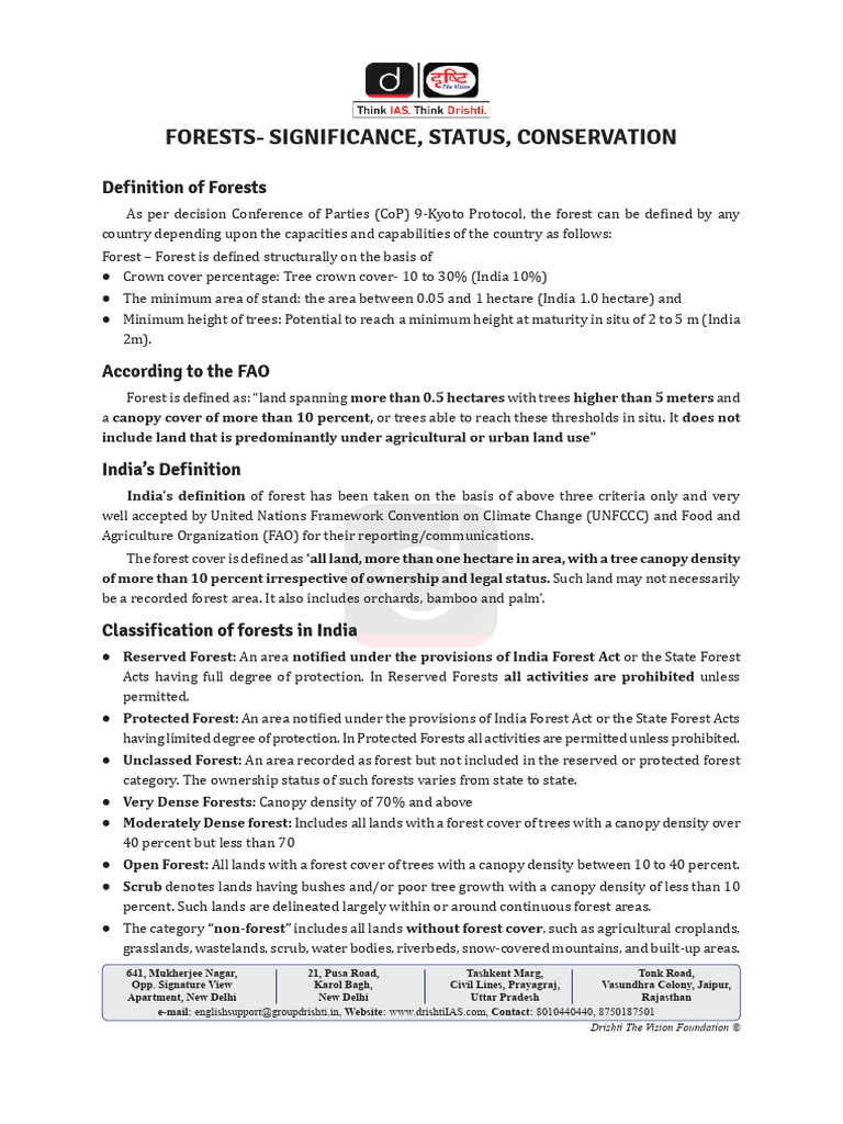 India's Forest Definition and Classification | PDF | Forests | Forest ...