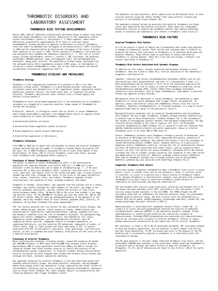 Thrombosis Risk Factors and Assessment | PDF | Thrombosis | Coagulation
