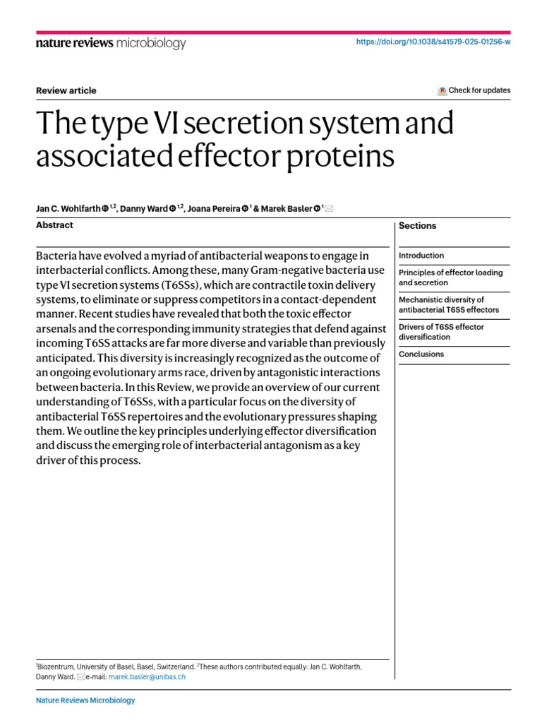Type VI Secretion System in Bacteria | PDF | Secretion | Microbiology