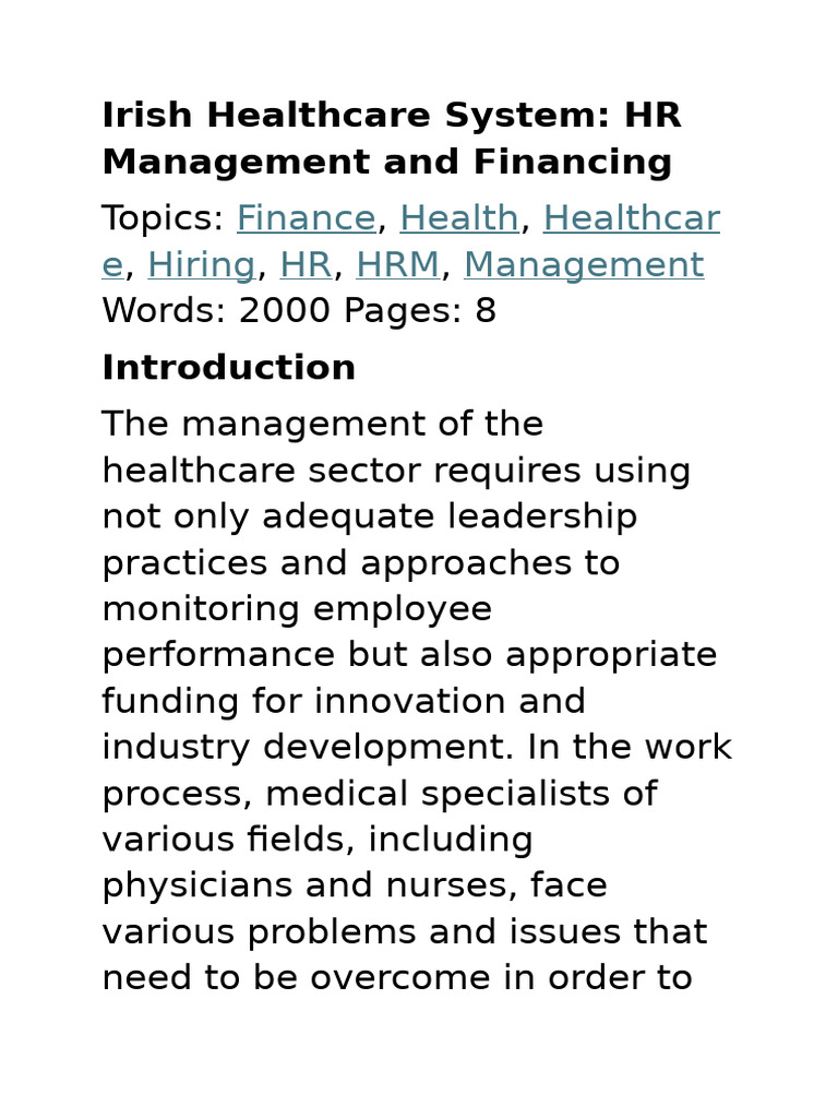 Irish Healthcare HRM and Funding Insights | PDF | Recruitment | Human ...