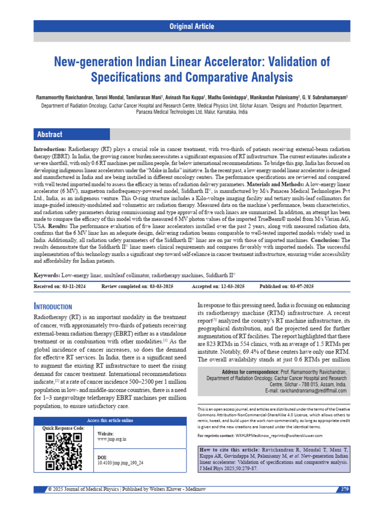 new_generation_indian_linear_accelerator | PDF | Radiation Therapy ...