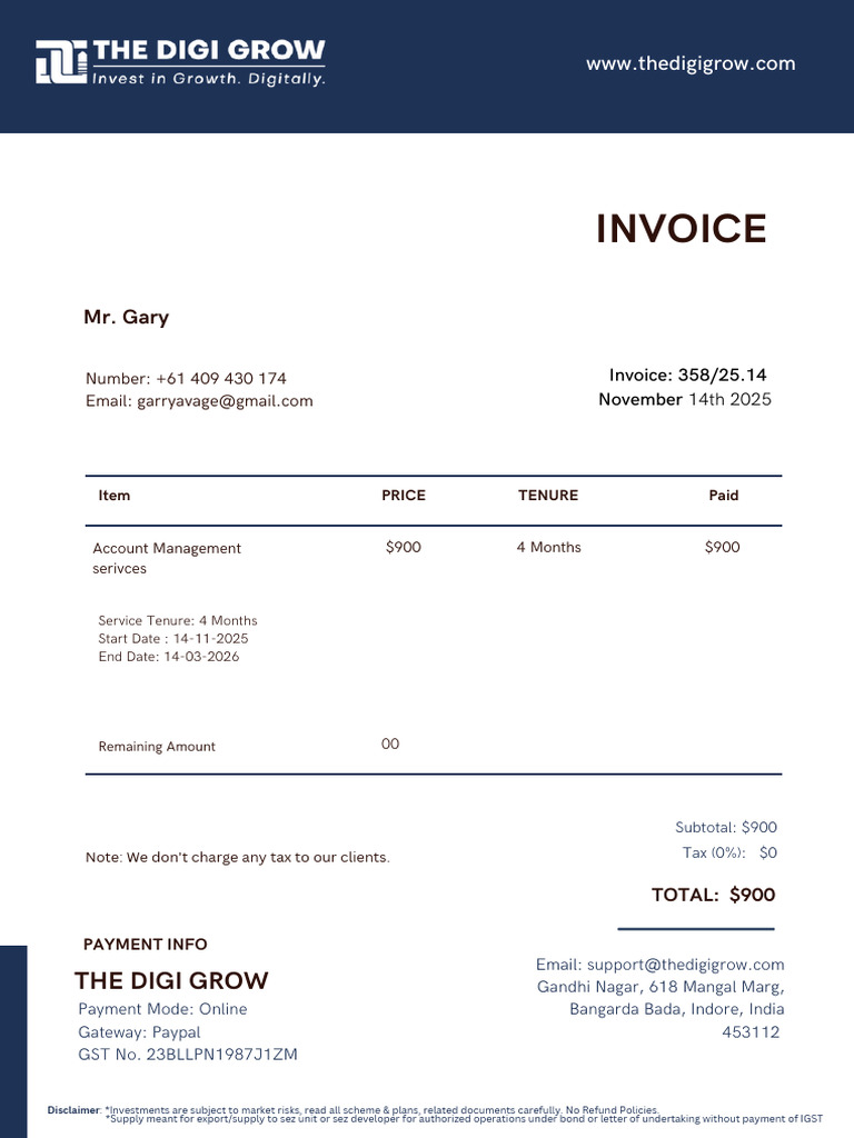 Invoice for Account Management Services | PDF