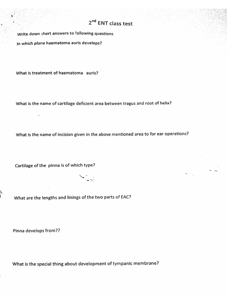 Class Test 2 ENT | PDF