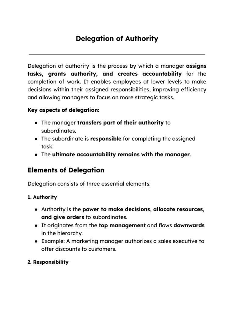 Understanding Delegation of Authority | PDF