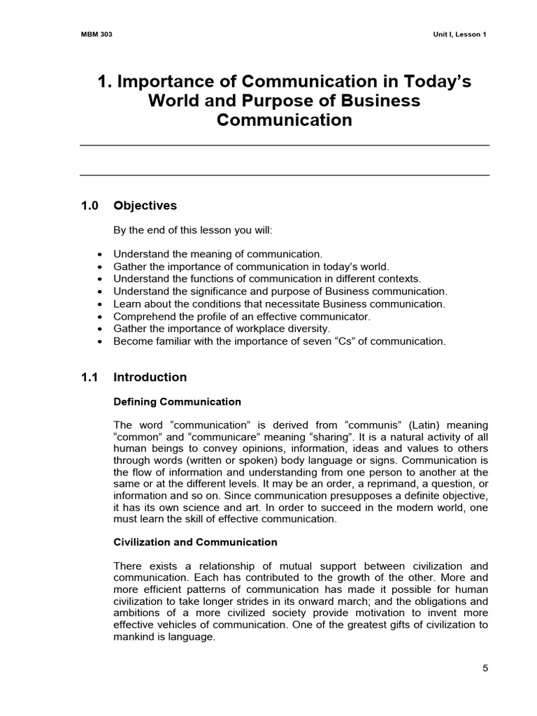 Business Communication - Unit 1 & 2 | PDF | Nonverbal Communication ...