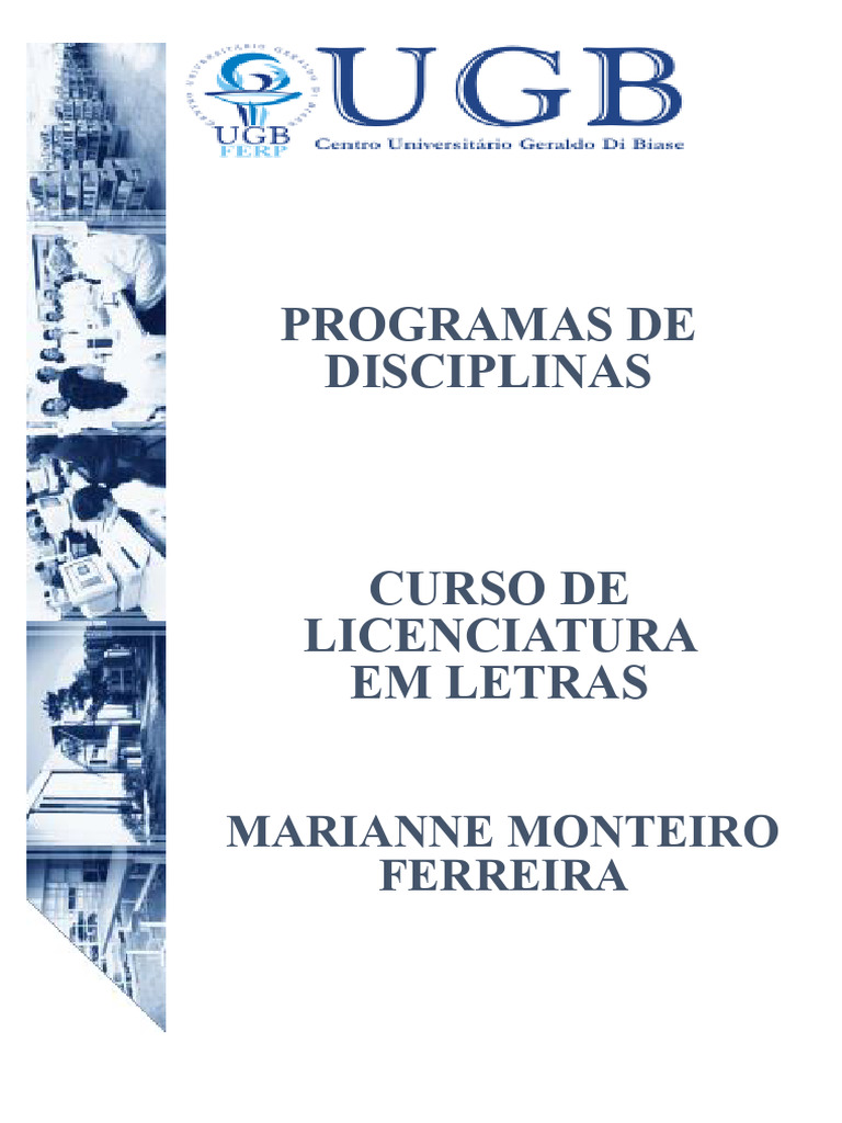 Programa Letras - Marianne Monteiro Ferreira 2019.1 A 2022.2 | PDF ...