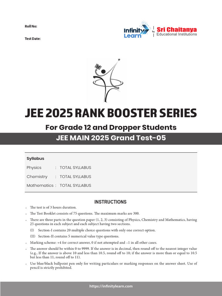 JEE Main 2025 Grand Test 05 Details | PDF | Chemistry