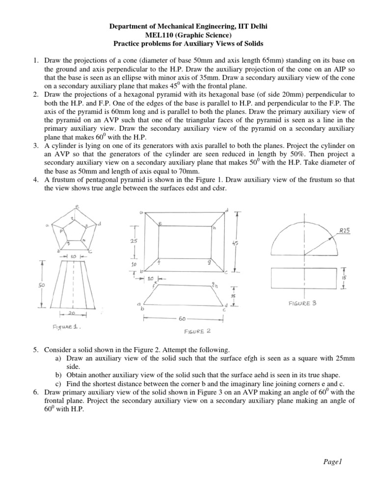 Auxiliary Views of Solids Assignment | PDF | Cartesian Coordinate ...
