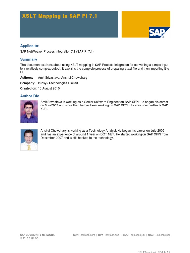 XSLT Mapping in Sap Pi 7.1 | PDF | Xslt | X Path