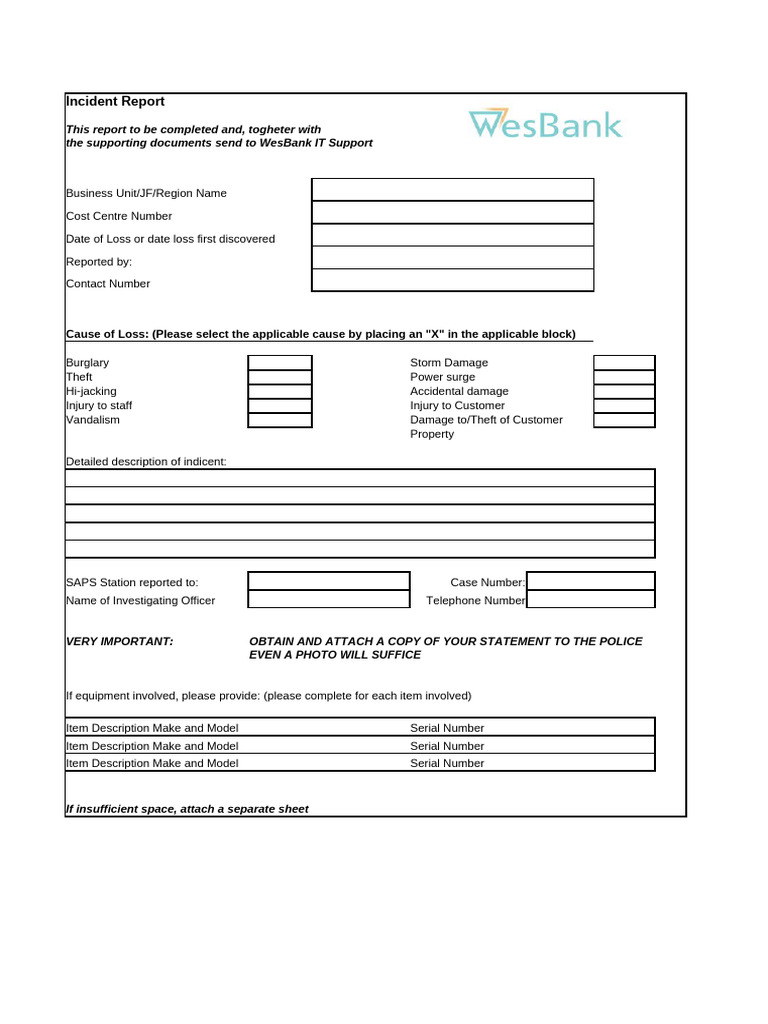 Incident Report Submission Template | PDF