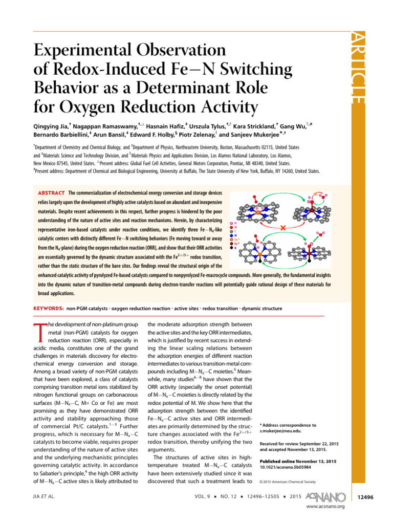 Experimental Observation of Redox Induced Fe N Switching Behavior As A ...