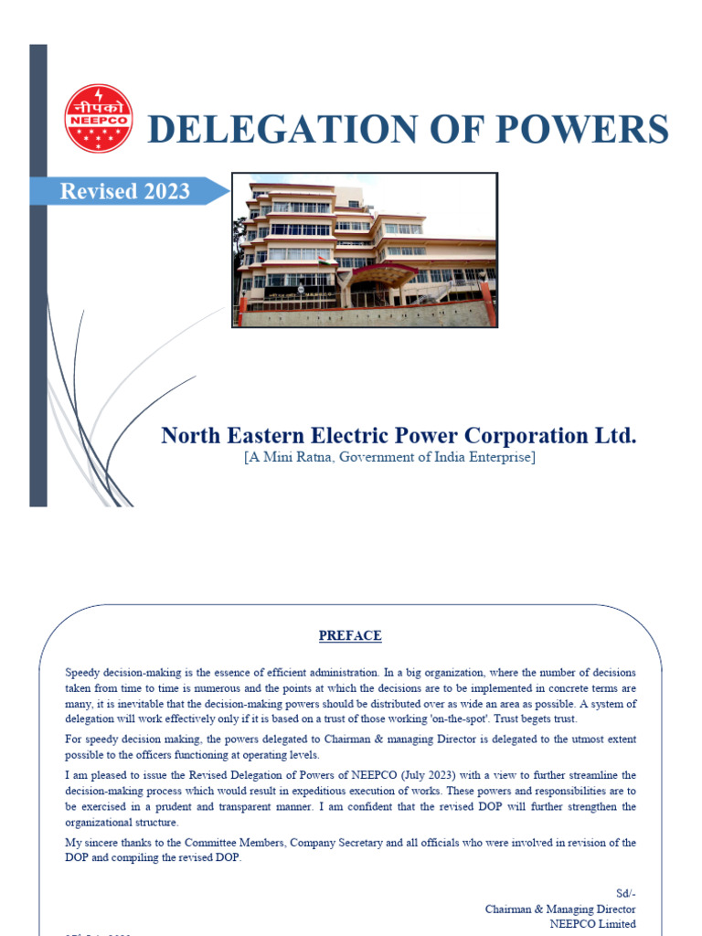 NEEPCO Revised Delegation of Powers 2023 | PDF | Budget | Expense
