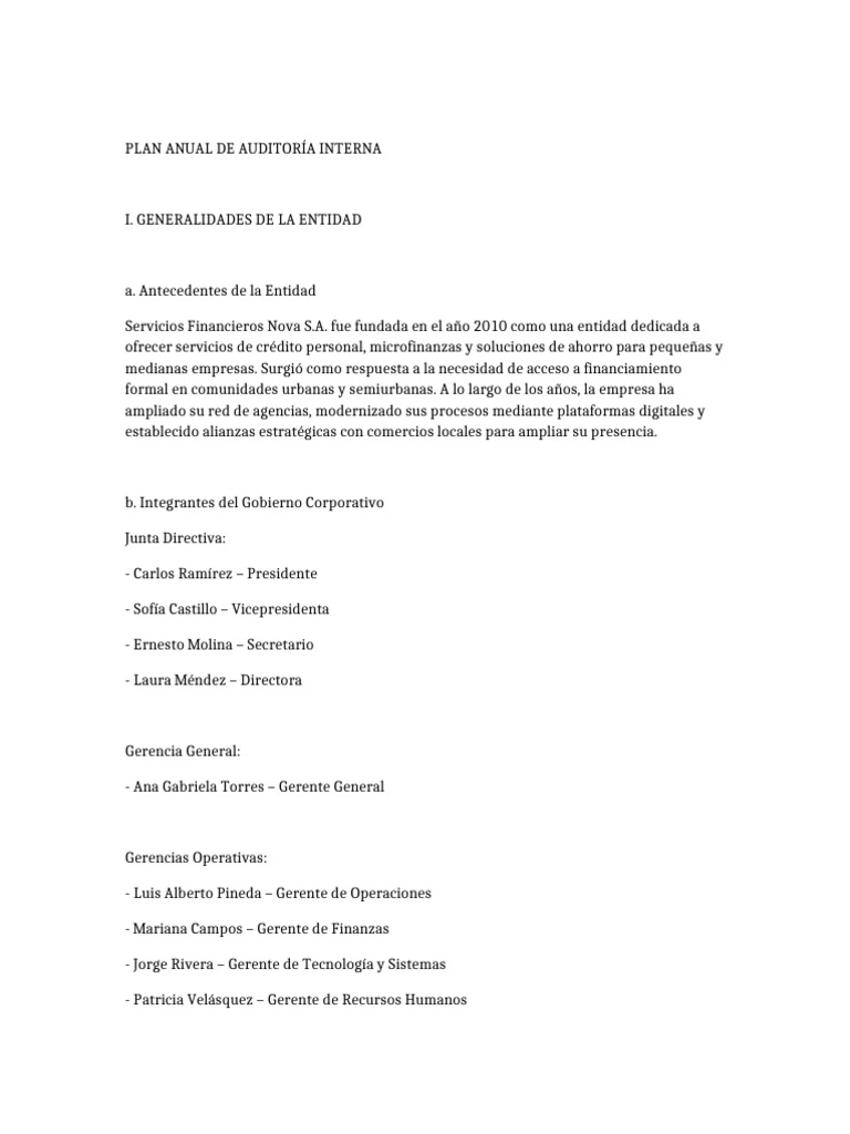 Plan Anual de Auditoría Interna 2023 | PDF | Auditoría | Presupuesto