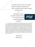 Download RELATIONSHIP BETWEEN SCHOOL LOCATION AND ACADEMICPERFORMANCE OF STUDENTS IN INTRODUCTORYTECHNOLOGYSUBJECT IN URBAN AND RURAL AREARS OF SAPELELGA DELTA-STATE by Ichipi-ifukor Patrick Chukuyenum SN96919301 doc pdf