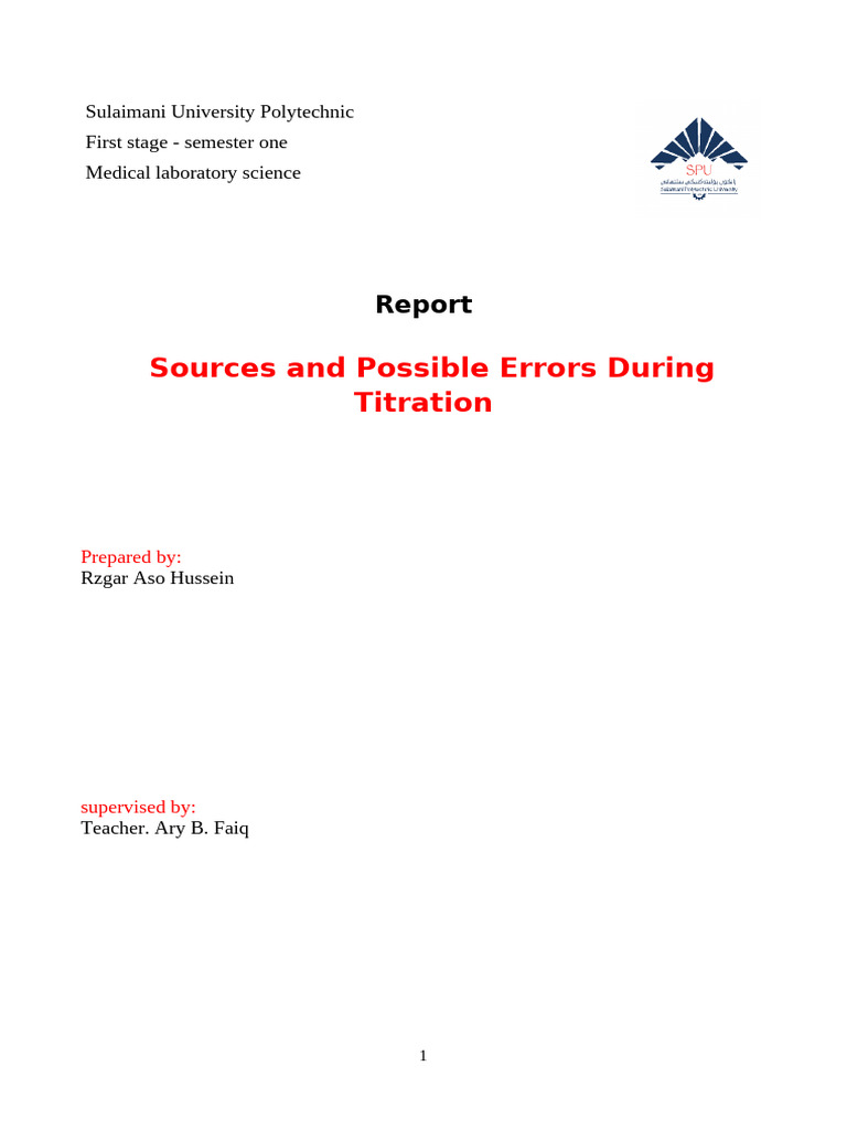 Titration Error Sources Explained | PDF | Titration | Chemistry