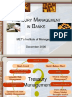 What is the function of a bank's treasury?