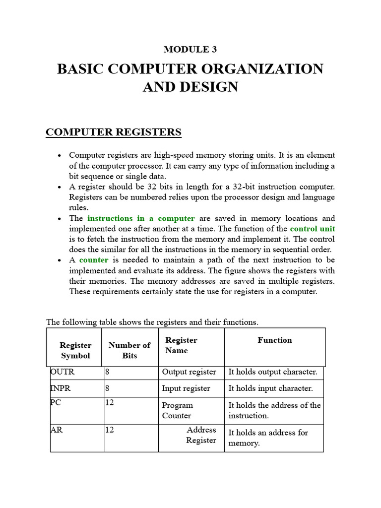 Understanding Computer Registers and Instructions | PDF | Central ...