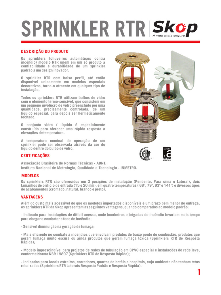 Sprinklers RTR: Segurança e Eficiência | PDF