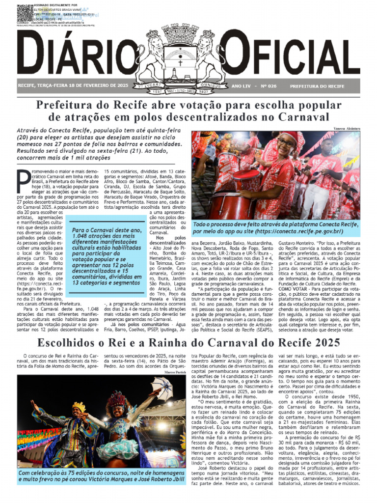 Diário Oficial Da Prefeitura Do Recife | PDF