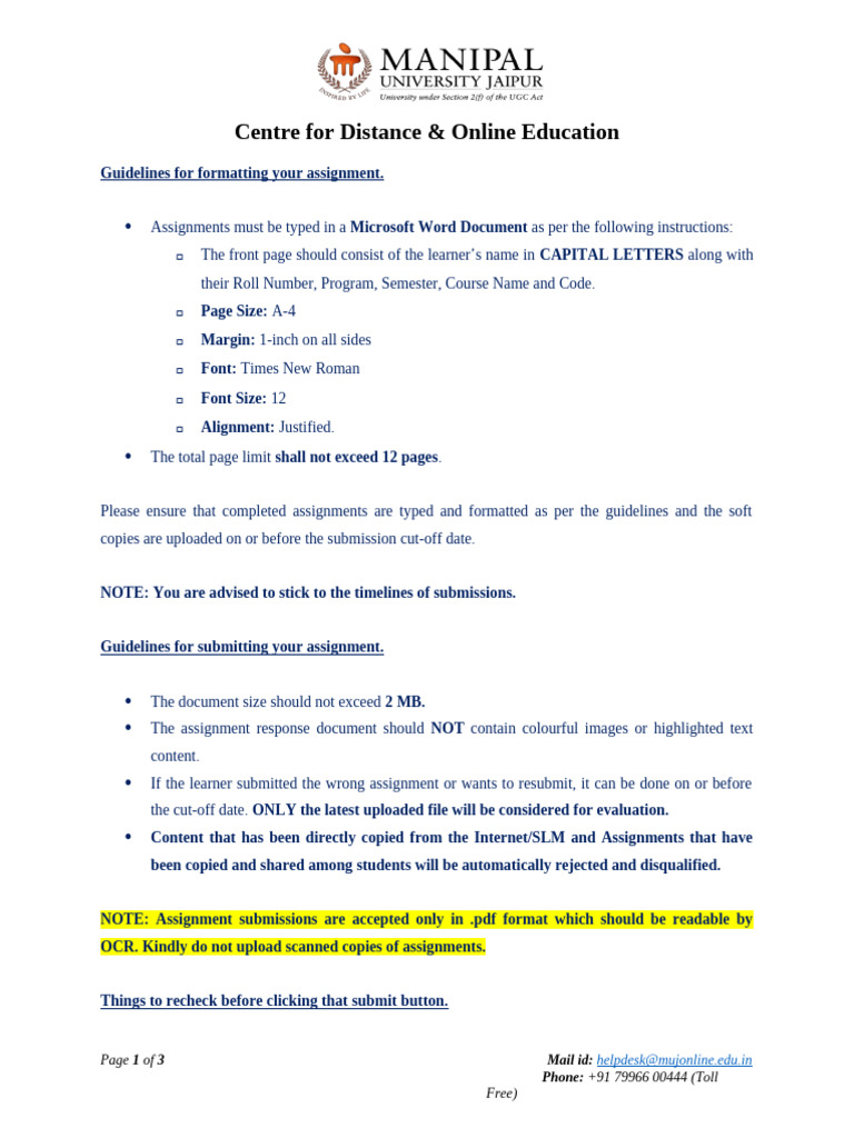 Assignment Formatting Guidelines BBA | PDF