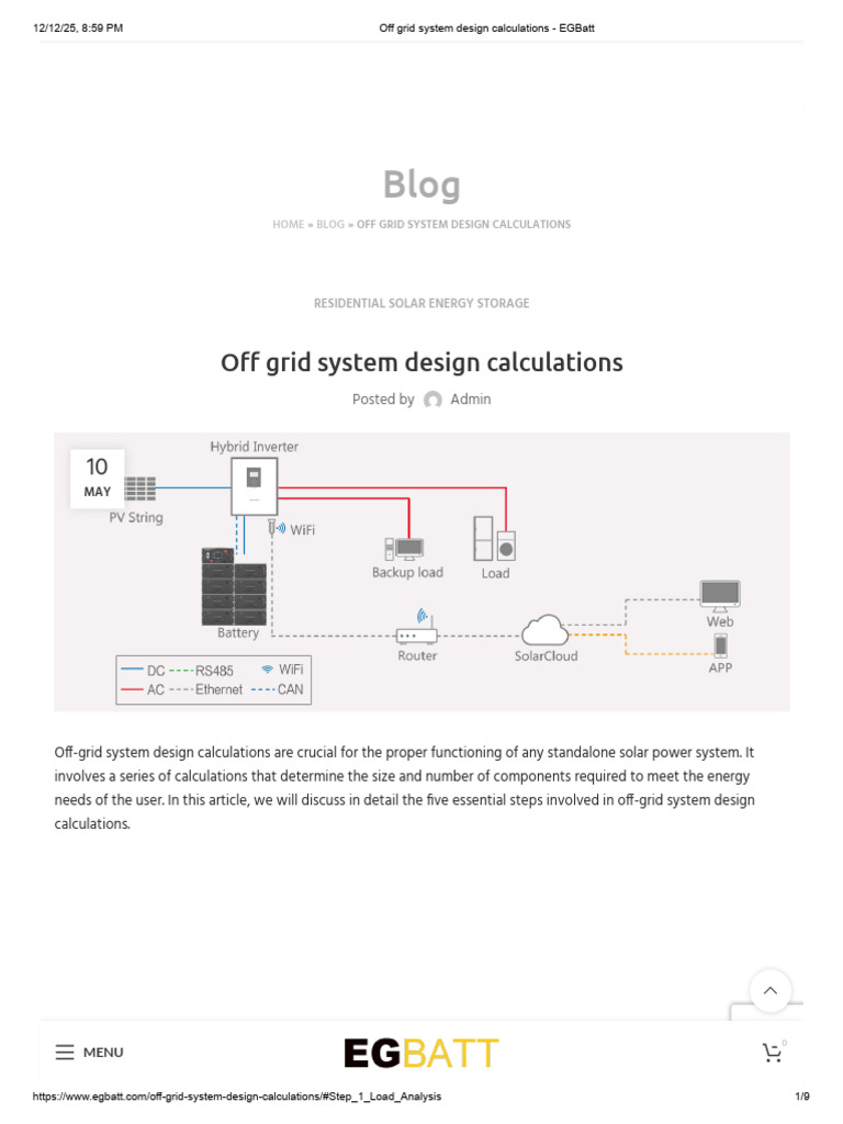 Off-Grid Solar System Design Guide | PDF | Photovoltaic System | Power ...