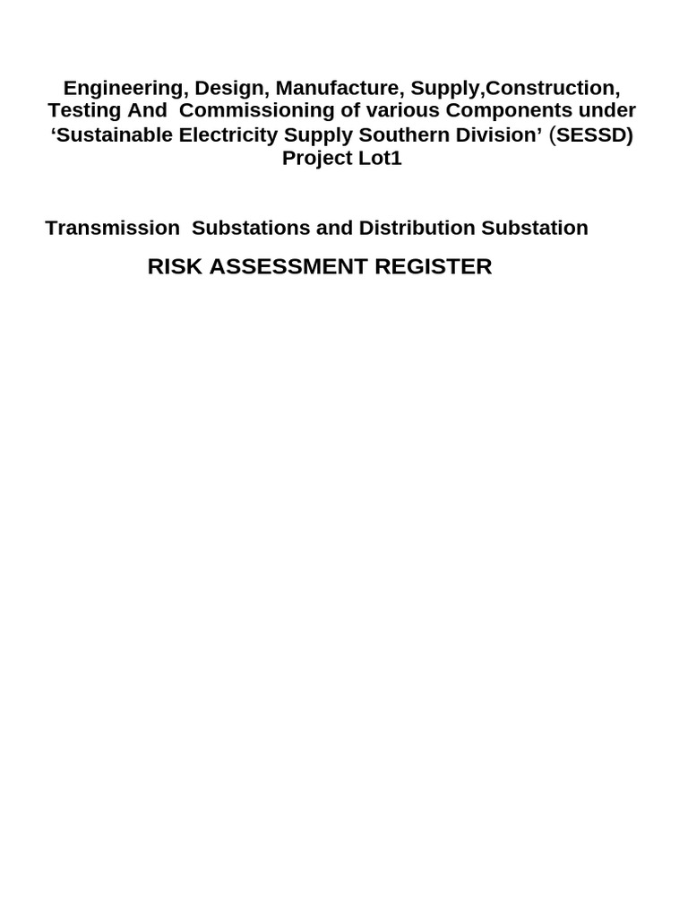 Risk Assessment for Substation Construction | PDF | Personal Protective ...