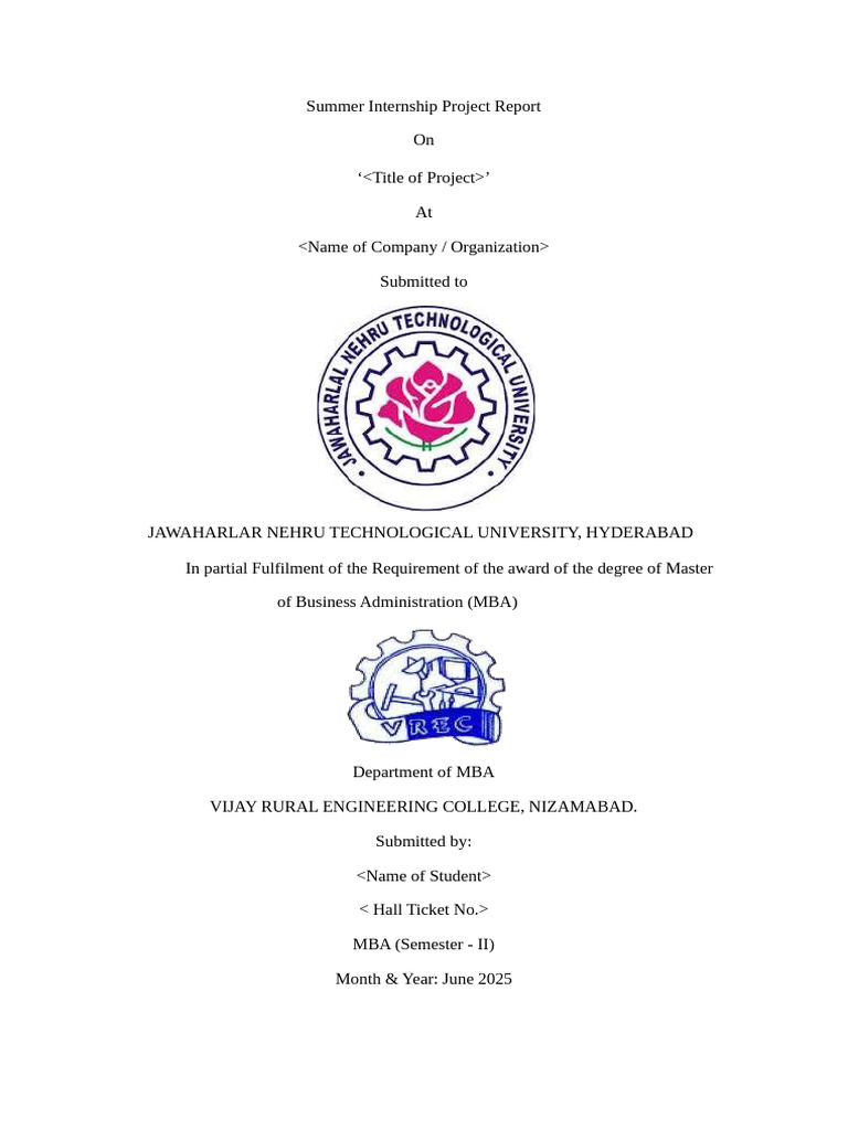 Summer Internship Project Report Guide | PDF