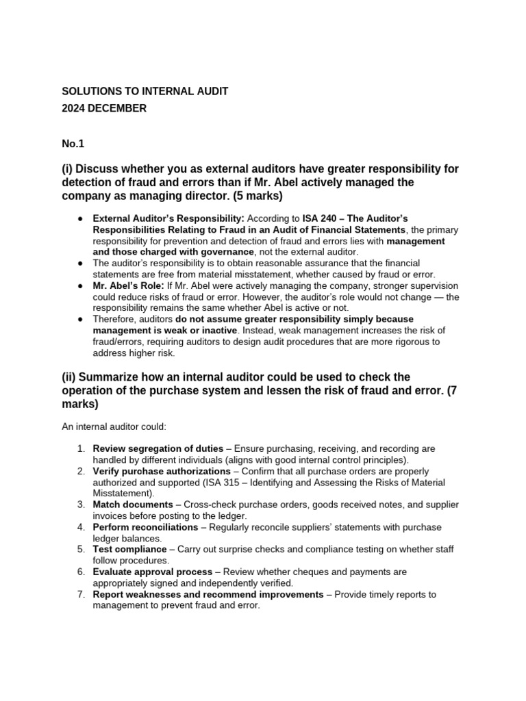 Solutions To Internal Audit | PDF | Audit | Internal Control