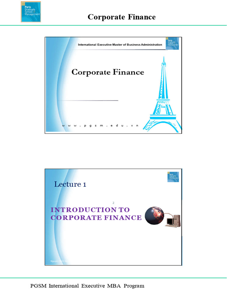 Lec 1- Introduction to Corporate Finance | PDF | Financial Markets ...