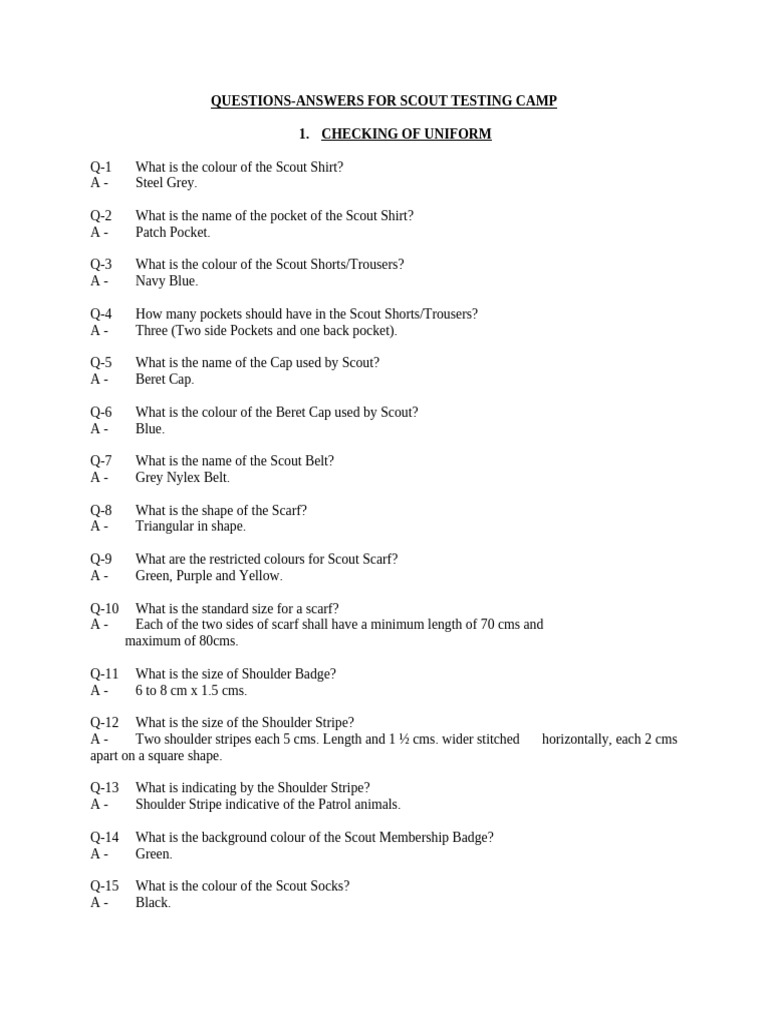 Scout Testing Camp Q&A Guide | PDF | Knot | Contour Line