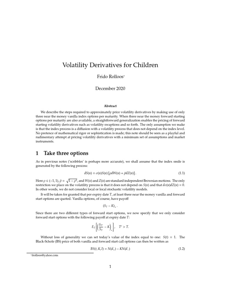 Pricing Volatility Derivatives Simplified | PDF | Option (Finance ...