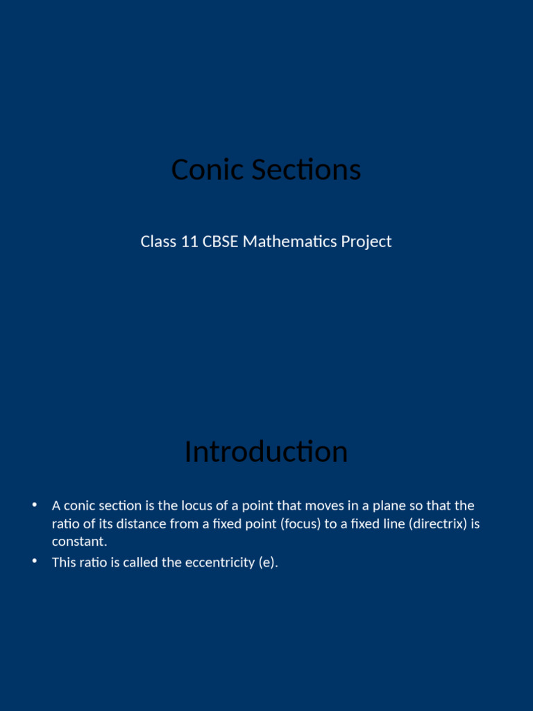 Conic Sections Class11 Project | PDF