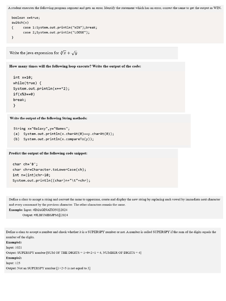 JAVA Practice Programs | PDF